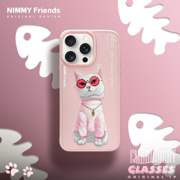 Nimmy etui iPhone 16 6.1" różowy/pink    Glasses Cool Cat