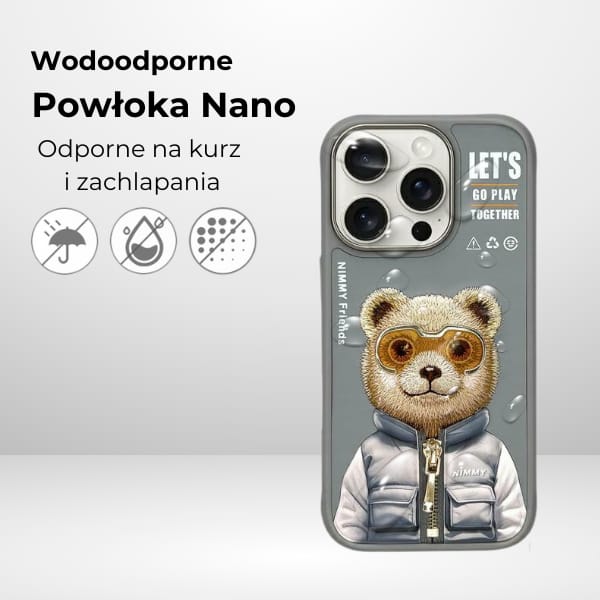 Nimmy etui iPhone 16 Pro Max 6.9"        szary/gray Cool&Cute 2.0 Bear