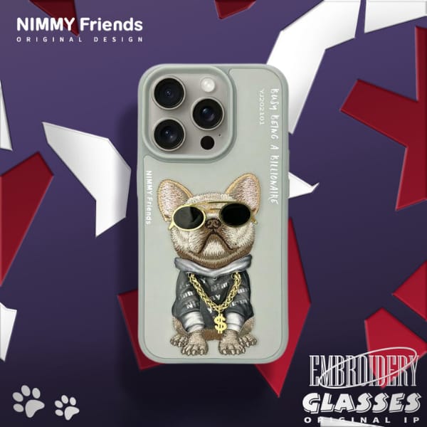 Nimmy etui iPhone 16 6.1" szary/gray     Glasses Cool Dog