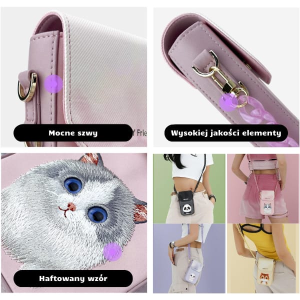 Nimmy torebka na telefon różowy/pink Big Eyed Pet 2.0 Cat