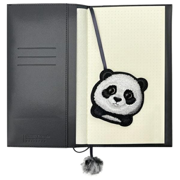 Nimmy Zestaw 2w1 notatnik + długopis     czarny/black Big Eyed Pet 2.0 Panda