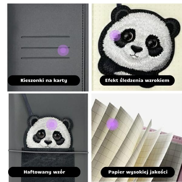 Nimmy Zestaw 2w1 notatnik + długopis     czarny/black Big Eyed Pet 2.0 Panda