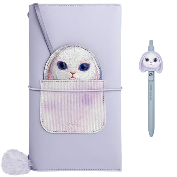 Nimmy Zestaw 2w1 notatnik + długopis     fioletowy/purple Big Eyed Pet 2.0 Rabbit