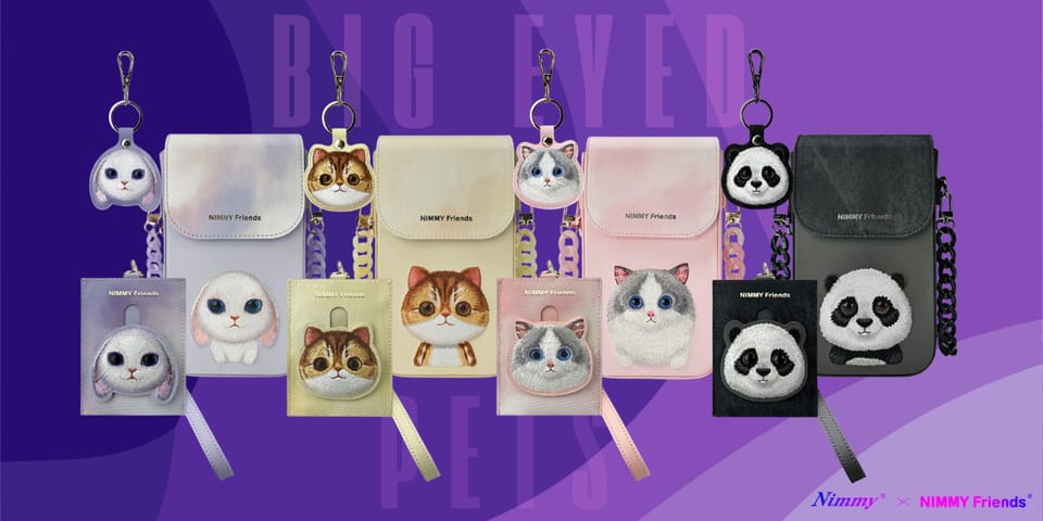 Nimmy Zestaw 3w1 torebka na telefon +    portfel + etui na lokalizator khaki Big Eyed Pet 2.0 Cat