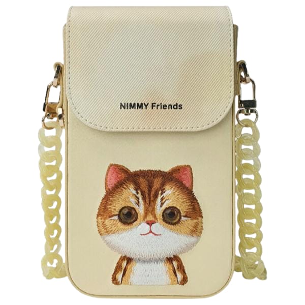Nimmy Zestaw 3w1 torebka na telefon +    portfel + etui na lokalizator khaki Big Eyed Pet 2.0 Cat