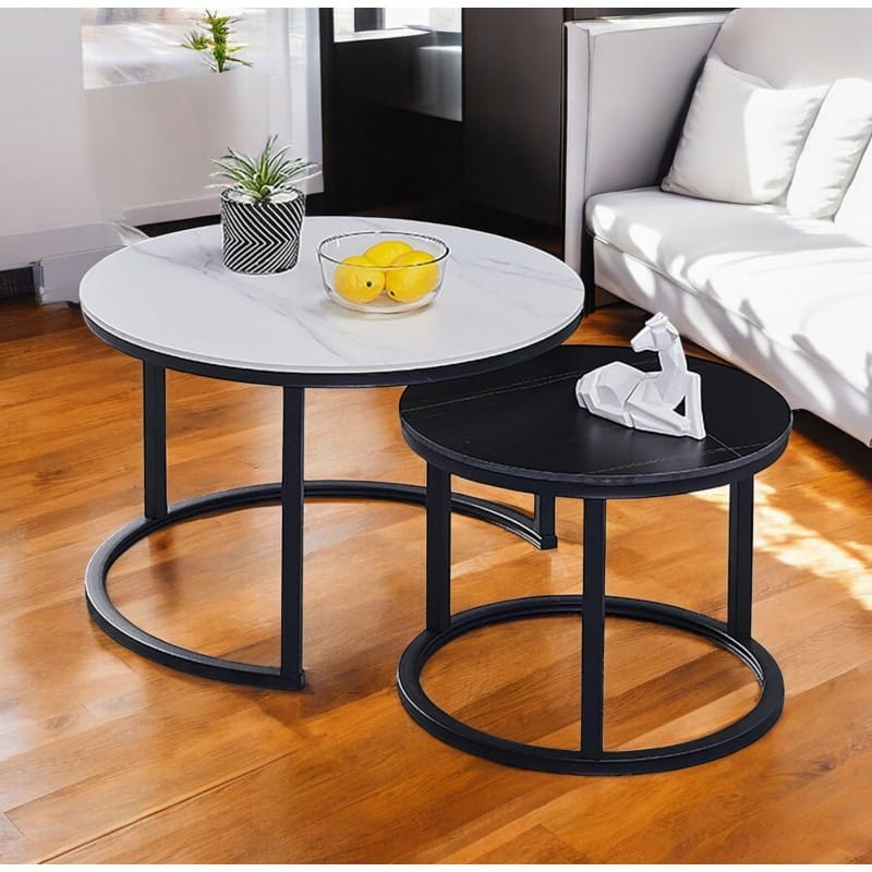 Zestaw okrągłych stolików kawowych 60 i 80 cm STL14BCZ