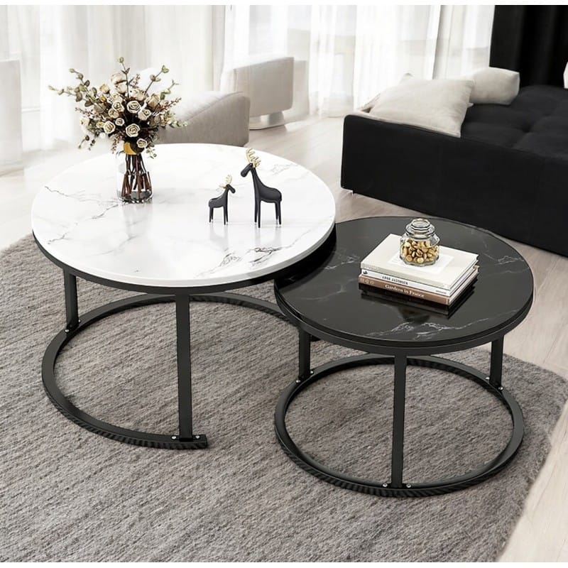 Zestaw okrągłych stolików kawowych 60 i 80 cm STL14BCZ