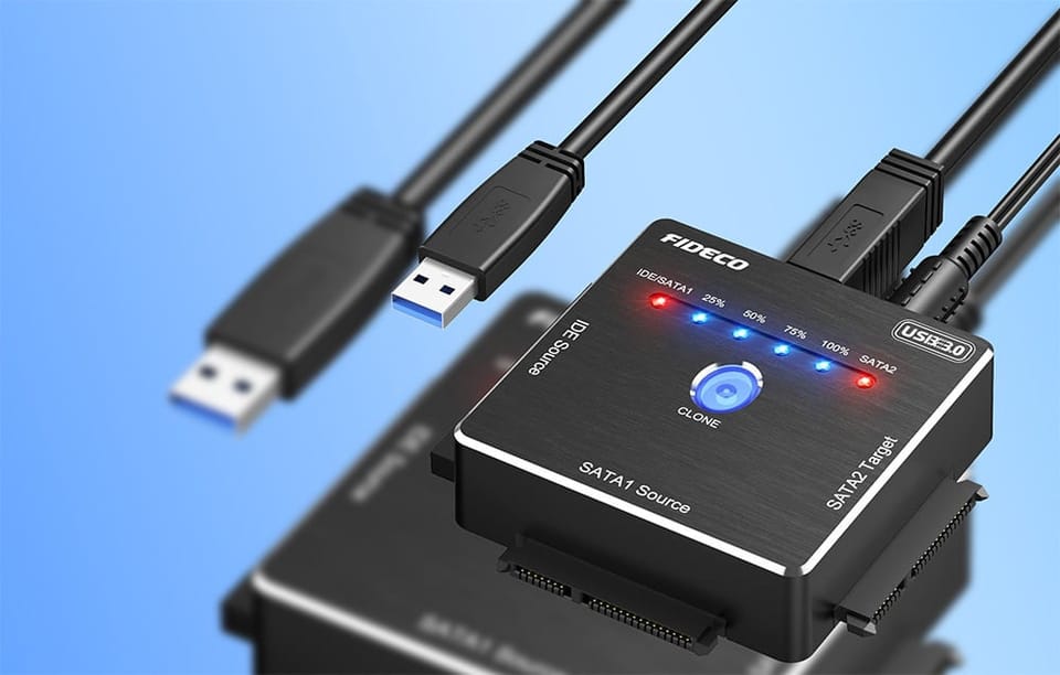 Adapter dysków HDD/SSD z funkcją klonowania FIDECO PL06 (USB 3.0, SATA/IDE)