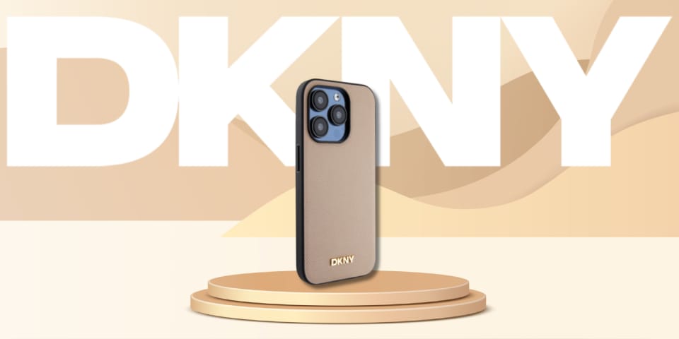 DKNY DKHMP15LPGHLME iPhone 15 Pro 6.1"    beżowy/beige hardcase Grained Metal Logo MagSafe