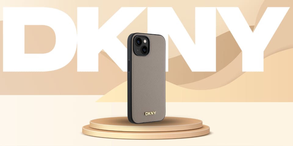 DKNY DKHMP15SPGHLME iPhone 15 6.1"        beżowy/beige hardcase Grained Metal Logo MagSafe