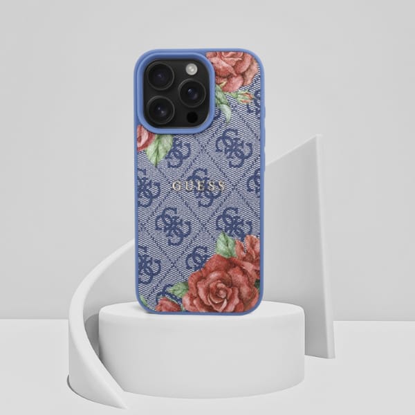 Guess GUHMP16LP4ROPEMCB iPhone 16 Pro     6.3" niebieski/blue hardcase 4G Flowers Print MagSafe