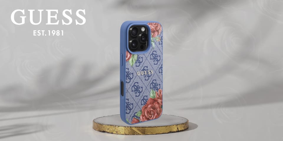 Guess GUHMP16XP4ROPEMCB iPhone 16 Pro     Max 6.9" niebieski/blue hardcase 4G Flowers Print MagSafe