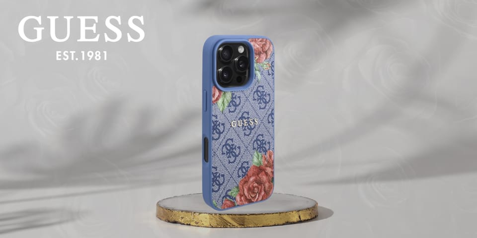 Guess GUHMP16LP4ROPEMCB iPhone 16 Pro     6.3" niebieski/blue hardcase 4G Flowers Print MagSafe