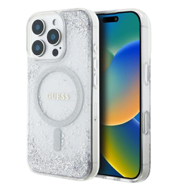 Guess GUHMP16LRGRGES iPhone 16 Pro 6.3"   srebrny/silver hardcase Resin Gradient Glitter MagSafe