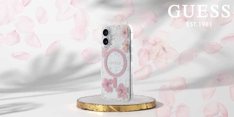 Guess GUHMP16SRBFGFGMP iPhone 16 6.1"     różowy/pink hardcase Resin Flower Glitter MagSafe