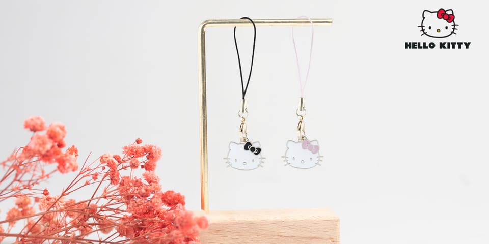 Hello Kitty zawieszka HKCPMKHK Phone     Strap czarny/black Charm Kitty Head