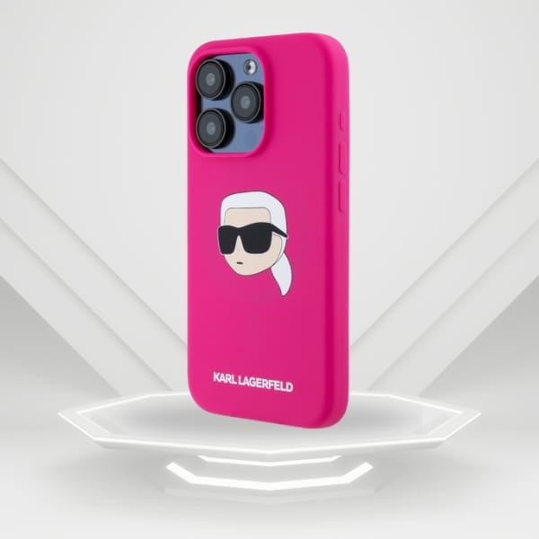 Karl Lagerfeld KLHMP15XSKHPPLF iPhone 15  Pro Max 6.7" fuksja/fuschia hardcase Silicone Karl Head Print MagSafe