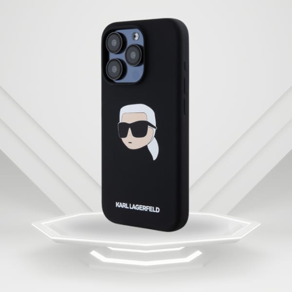 Karl Lagerfeld KLHMP15LSKHPPLK iPhone 15  Pro 6.1" czarny/black hardcase Silicone Karl Head Print MagSafe