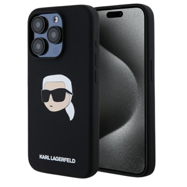 Karl Lagerfeld KLHMP15LSKHPPLK iPhone 15  Pro 6.1" czarny/black hardcase Silicone Karl Head Print MagSafe