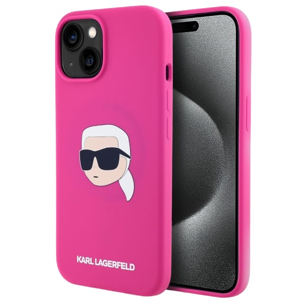 Karl Lagerfeld KLHMP15SSKHPPLF iPhone 15  6.1" fuksja/fuschia hardcase Silicone Karl Head Print MagSafe