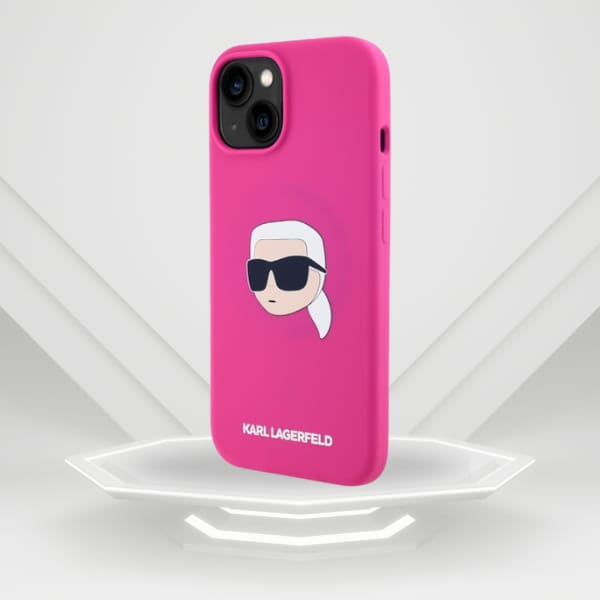 Karl Lagerfeld KLHMP15SSKHPPLF iPhone 15  6.1" fuksja/fuschia hardcase Silicone Karl Head Print MagSafe