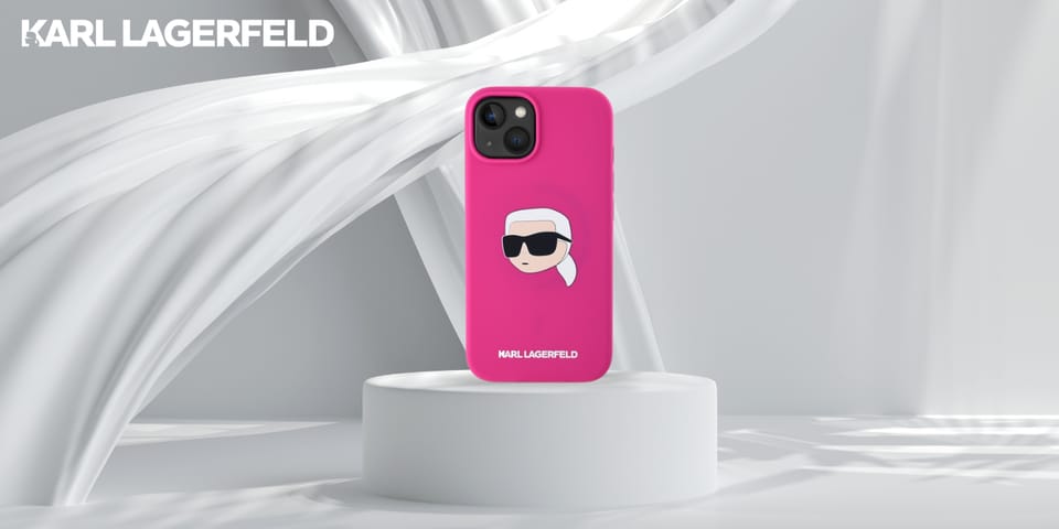 Karl Lagerfeld KLHMP15SSKHPPLF iPhone 15  6.1" fuksja/fuschia hardcase Silicone Karl Head Print MagSafe