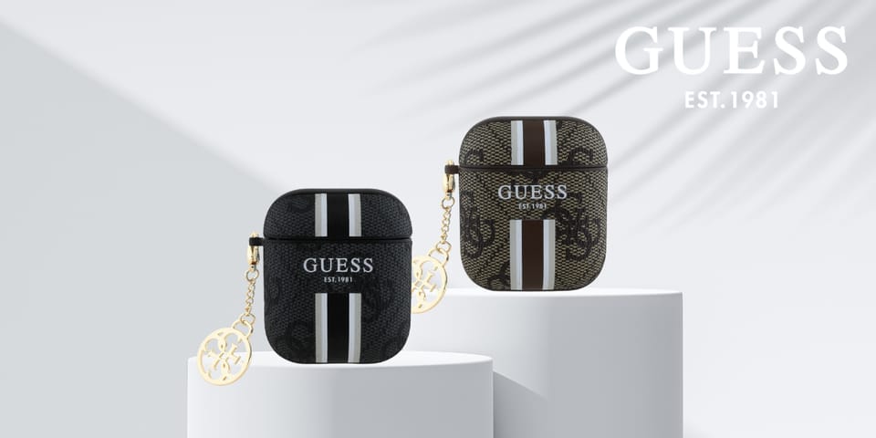 Guess GUA2P4RPSK AirPods 1/2 cover        czarny/black 4G Printed Stripes Charm