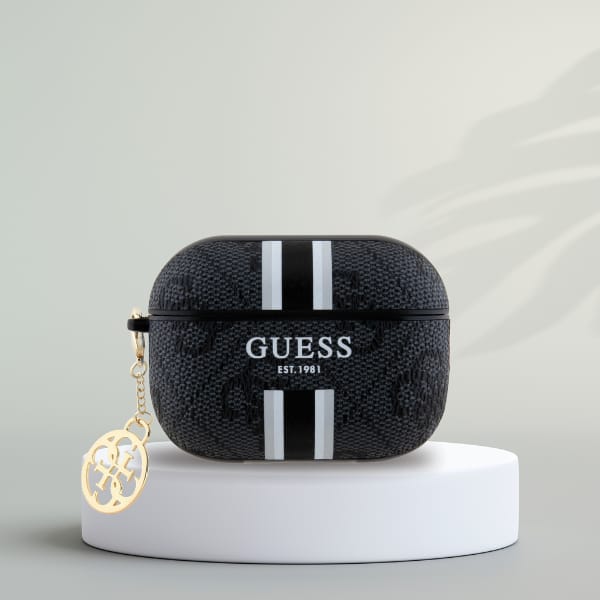 Guess GUAP2P4RPSK AirPods Pro 2           (2022/2023) cover czarny/black 4G Printed Stripes Charm