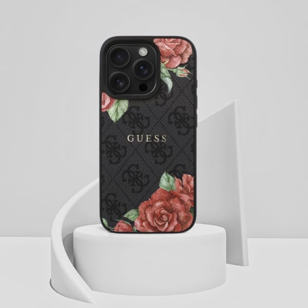 Guess GUHMP16LP4ROPEMCK iPhone 16 Pro    6.3" czarny/black hardcase 4G Flowers Print MagSafe