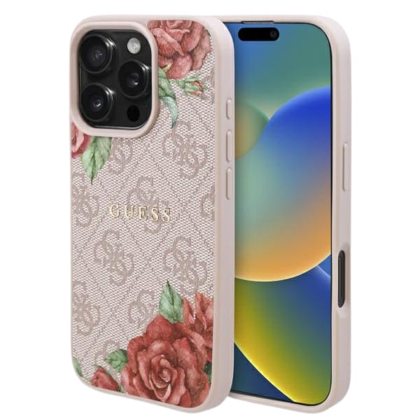 Guess GUHMP16XP4ROPEMCP iPhone 16 Pro    Max 6.9" różowy/pink hardcase 4G Flowers Print MagSafe