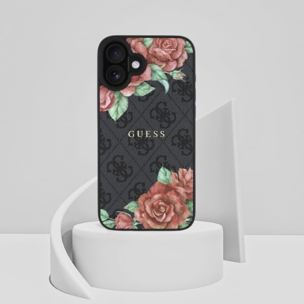 Guess GUHMP16SP4ROPEMCK iPhone 16 6.1"   czarny/black hardcase 4G Flowers Print MagSafe