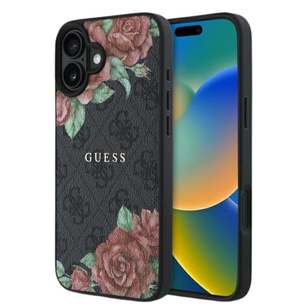 Guess GUHMP16SP4ROPEMCK iPhone 16 6.1"   czarny/black hardcase 4G Flowers Print MagSafe