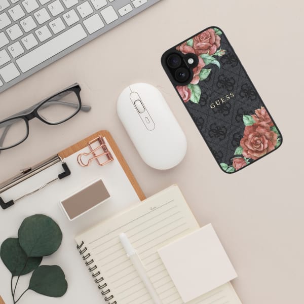 Guess GUHMP16SP4ROPEMCK iPhone 16 6.1"   czarny/black hardcase 4G Flowers Print MagSafe
