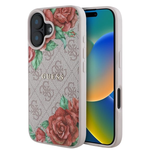 Guess GUHMP16SP4ROPEMCP iPhone 16 6.1"    różowy/pink hardcase 4G Flowers Print MagSafe