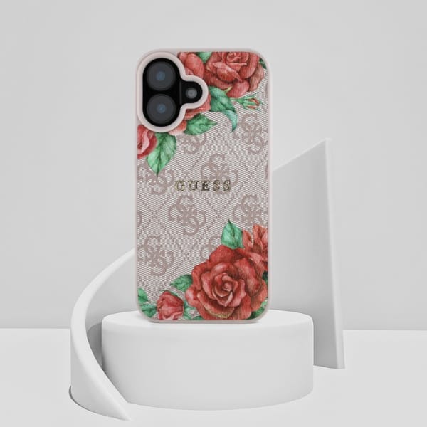Guess GUHMP16SP4ROPEMCP iPhone 16 6.1"   różowy/pink hardcase 4G Flowers Print MagSafe