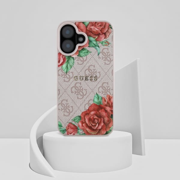 Guess GUHMP16SP4ROPEMCP iPhone 16 6.1"    różowy/pink hardcase 4G Flowers Print MagSafe