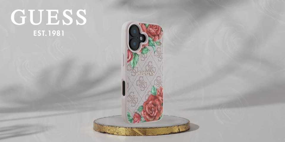 Guess GUHMP16SP4ROPEMCP iPhone 16 6.1"    różowy/pink hardcase 4G Flowers Print MagSafe