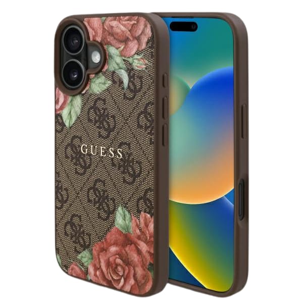 Guess GUHMP16SP4ROPEMCW iPhone 16 6.1"    brązowy/brown hardcase 4G Flowers Print MagSafe