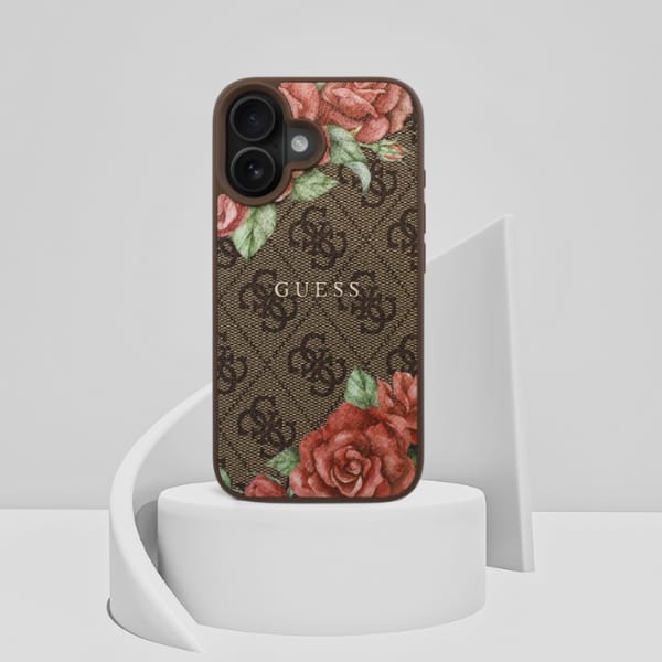 Guess GUHMP16SP4ROPEMCW iPhone 16 6.1"    brązowy/brown hardcase 4G Flowers Print MagSafe