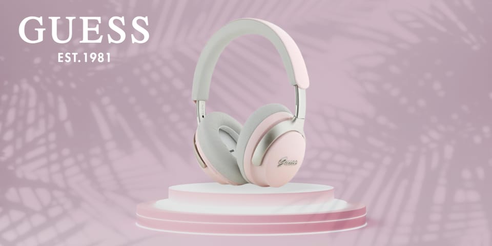 Guess słuchawki nauszne Bluetooth        ANC/ENC GUBHC22PSBCSMP różowy/pink DB Metal Script Logo