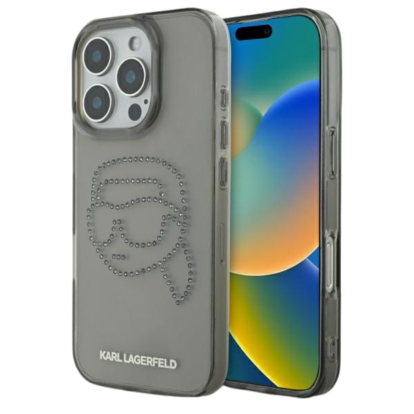 Etui Karl Lagerfeld IML Rhinestones Karl Head do iPhone 16 Pro czarny