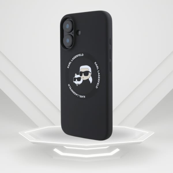 Karl Lagerfeld KLHMP16SSKCHTCK iPhone 16 6.1" czarny/black hardcase Silicone Karl&Choupette Heads MagSafe