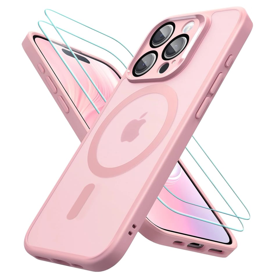 3w1 Zestaw Etui Hybrydowe + Szkło do Apple iPhone 16 Pro Max obudowa ochronna Hybrydowe MagSafe z ochroną obiektywu case + 2x Szkło hartowane ochronne na telefon Alogy 3in1 Case Pack Różowe