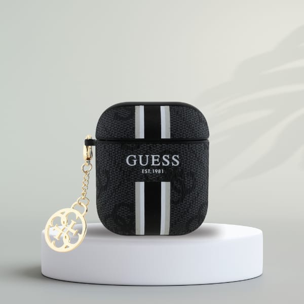 Guess GUA2P4RPSK AirPods 1/2 cover        czarny/black 4G Printed Stripes Charm