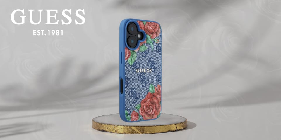 Guess GUHMP16SP4ROPEMCB iPhone 16 6.1"    niebieski/blue hardcase 4G Flowers Print MagSafe