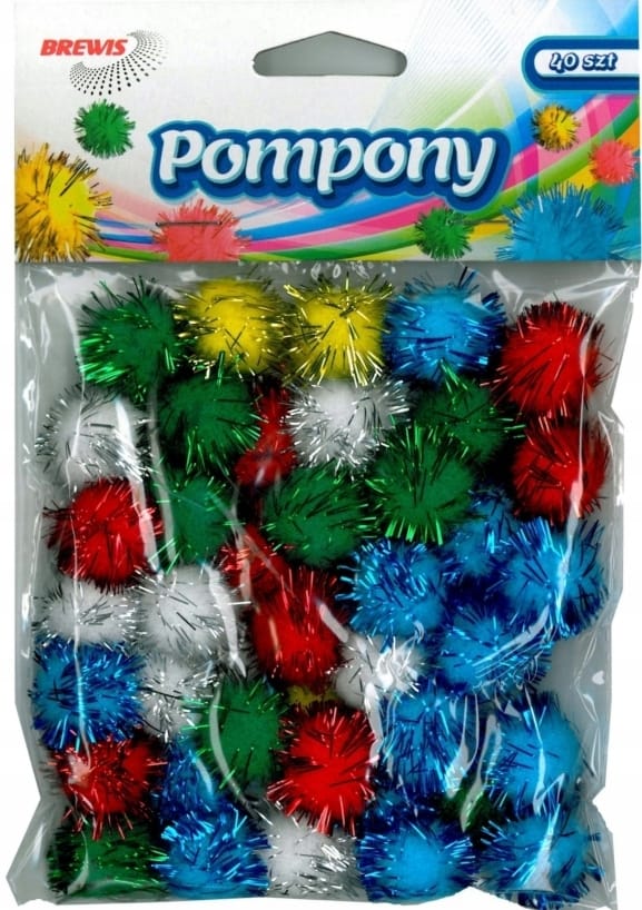 Pompony metaliczne 2cm mix POM21 (40 sztuk) BREWIS