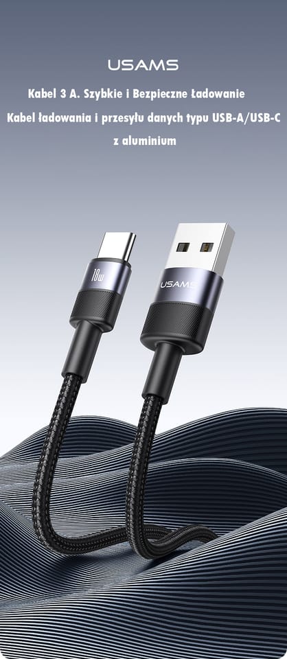 USAMS Kabel USB-A na USB-C 3A 1,2m        Aluminum Alloy Data Cable SY Series SJ718USB01 (US-SJ718)