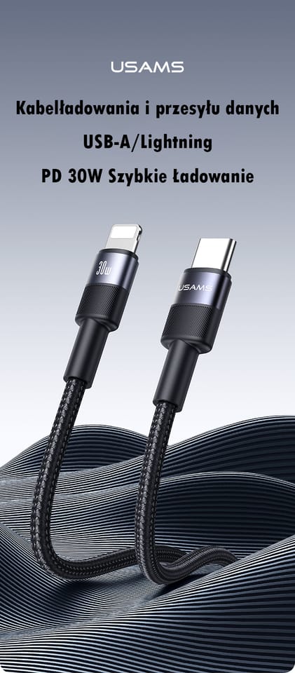 USAMS Kabel USB-C na Lightning 30W 1.2m  Aluminum Alloy Data Cable SY Series SJ729USB01 (US-SJ729)