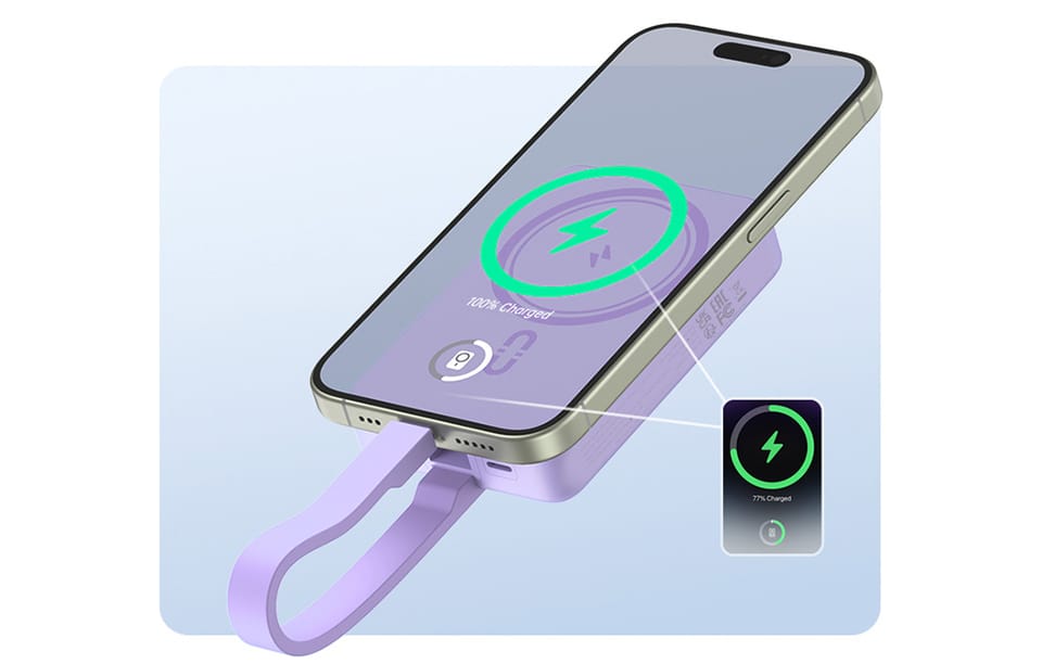 Powerbank Romoss WMS10 10000mAh 30W, fioletowy – Ładowanie magnetyczne i szybkie ładowanie