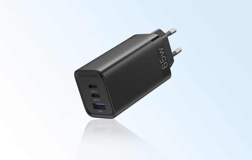 Ładowarka sieciowa Vention FEDB0-EU 2xUSB-C 1xUSB-A 65W/30W/30W GaN (czarna)